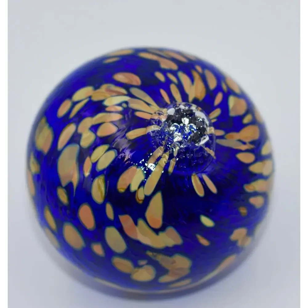 Hand Blown Cobalt Confetti Art Glass Orb Sphere Globe Ball Home Decor 4